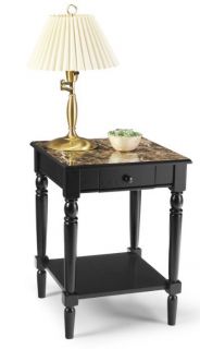 French Country Wood Marble Style Lamp Night End Table