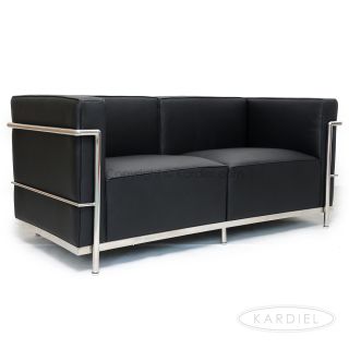 Le Corbusier LC3 Loveseat Black Genuine Leather Chair Ball Barcelona