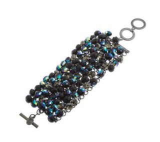 Shoshanna Metallic Bead & Crystal Fringe Toggle Bracelet —