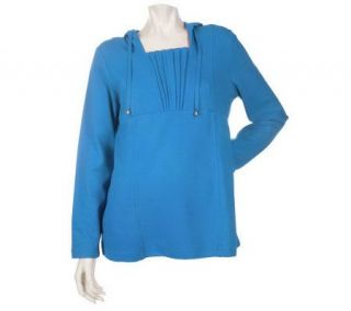 Sport Savvy Stretch Knit Hooded Pullover w/Empire Waist and Tucking 