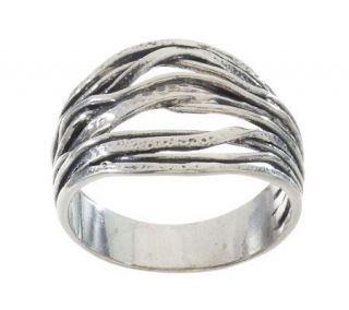 Or Paz Sterling Textured Overlapping Design Ring —