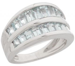 Sterling 2.60 ct tw Double Row Aquamarine Ring —