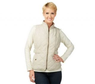 Liz Claiborne New York Quilted Vest with Snap Pockets —