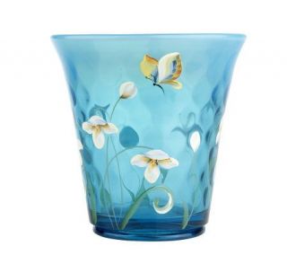 Fenton Art Glass Blue Lagoon Opalescent Flip Vase —