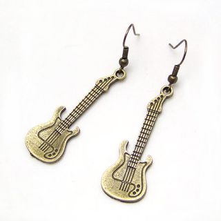   fashion vintage jewelry earrings ear dangle copper guitar earring