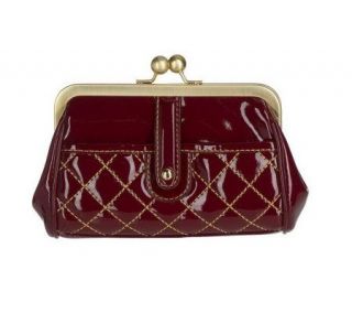 Maxx New York Italian Patent Quilted Kiss Lock Coin Purse —