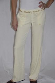 Authentic Juicy Couture Gold Chain Belted Velour Pant Angel Cream