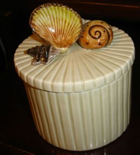 Vintage Fitz and Floyd Shell COQUILLE Canister TRINKET BOX Lidded JAR