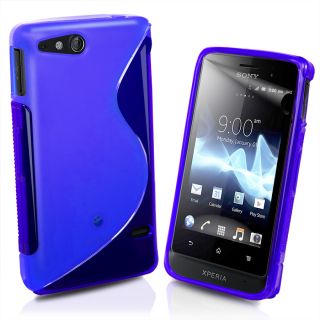 Line Wave Gel Case Cover for Sony ST27I Xperia Go Screen Protector