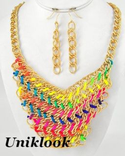 Lustrous Chunky Gold Acrylic Reef Coral Branch Bib Fashion Necklace