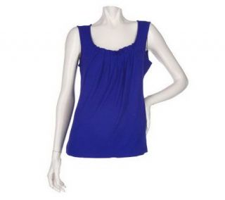 Linea by Louis DellOlio Knit Tank with Pleated Front Detail
