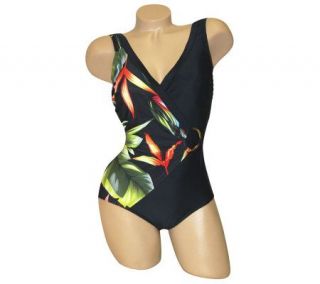 Shape Detector by Carol Wior Hawaiian Floral Swimsuit —