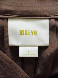Maeve Anthropologie Silk Corliss Dress Sz 4 s 2011 Brown Faux Wrap