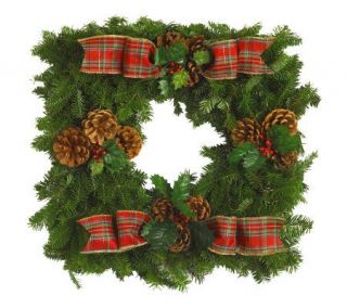 Delivery Week 12/3 Fresh Balsam Square Wreath by Valerie —