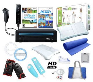 Nintendo Wii Black Sports Bundle with Wii Fit Plus and More — 