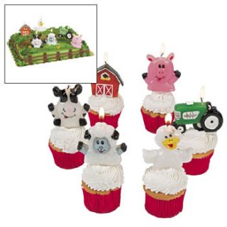  Cake Candles Green Tractor Animals Country Cowgirl Cowboy Party
