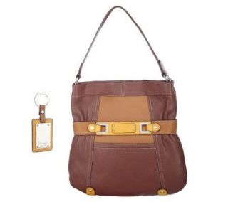 Tignanello Pebble Leather Belted Hobo Bag —