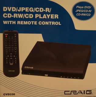 CRAIG Portable DVD JPEG CD R CD RW CD Player with Remote Control