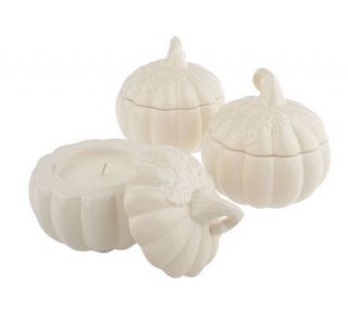 Slatkin & Co. Perfect Autumn Set of 3 3oz. Ceramic FiguralPumpkins
