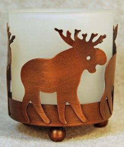 PRIMITIVE METAL MOOSE AND GLASS TEA LIGHT HOLDER FROM COYNES & COMPANY