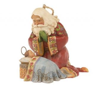Jim Shore Heartwood Creek Santa Kneeling w/Baby Jesus Ornament