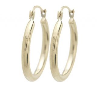 High Polished Small Round Tube Hoop Earrings 14K Gold —