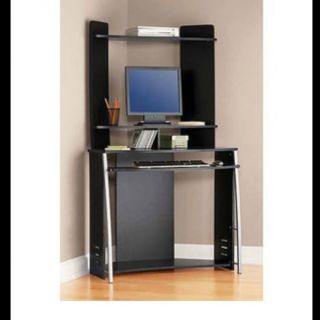   Corner Office Computer Desk Keyboard Tray Table Tower Stand Black