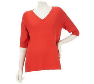 Susan Graver Sweater Knit V neck with 3/4 Raglan Sleeves   A224868