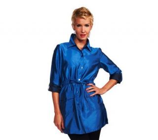 Joan Rivers Drawstring Waist Boyfriend Shirt —