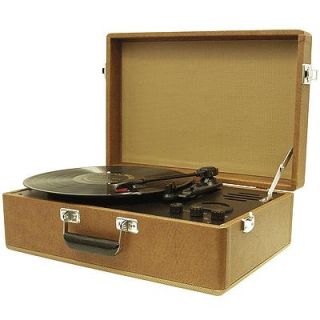 crosley cr50 portable record player brown and tweed