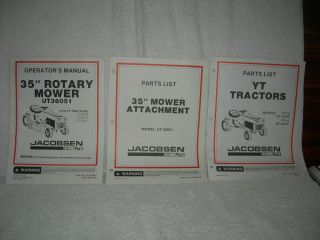 Jacobsen 35 Rotary Mower Oper & Parts Manual YT12 14 UT 33009 33010