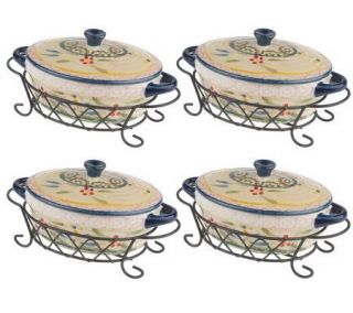 Temp tations Old World Set of 4 Mini Oval Covered Casseroles