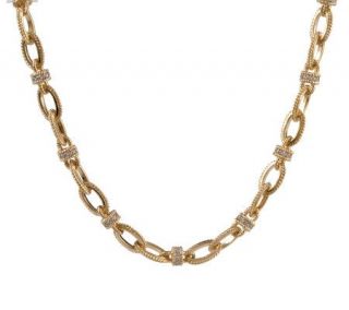 Diamonique 18K Gold Clad 18 Rope Design Rolo Link Necklace —