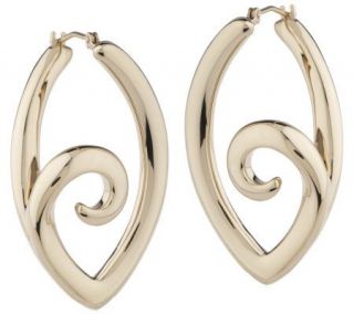 Polished Marquise Swirl Hoop Earrings 14K Gold —