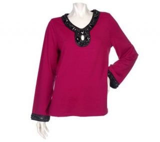 Victor Costa Occasion Embellished Knit Tunic —