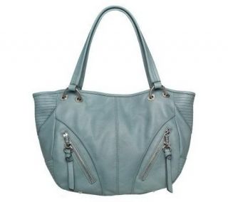 Makowsky Glove Leather Tote with Zipper Pockets —
