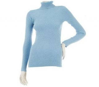 Denim & Co. Essentials Long Sleeve Rib Turtleneck Sweater w/Lurex 