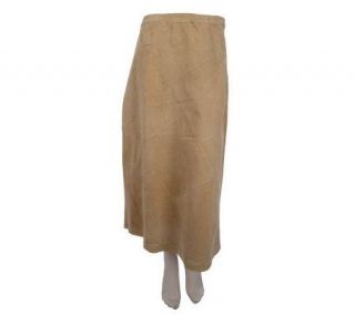 Denim & Co. Washable Suede A line Patchwork Skirt —