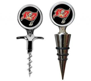 NFL Tampa Bay Buccaneers Cork Screw and Wine Bottle Top Set   K127768
