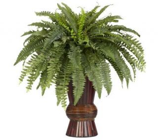 Boston Fern with Bamboo Vase Plant by Nearly Natural —