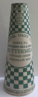 Model Dairy Corry PA Quart Sealright Waxed Cone