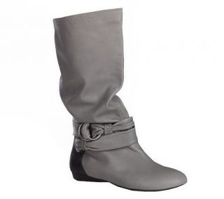 Makowsky Leather Slouch Boots with Strap Detail —