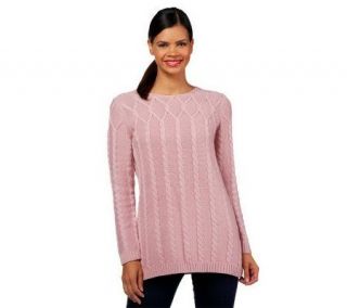 Liz Claiborne New York Scoop Neck Long Sleeve Cable Sweater — 