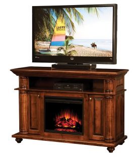 Amish Wood Plasma TV Stand Media Electric Fireplaces