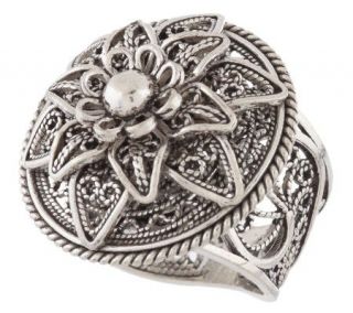 Artisan Crafted Sterling TelkariFiligree Camellia Flower Ring