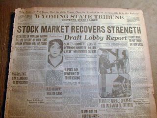  Newspaper Wall Street Stock Market Crash Great Depression