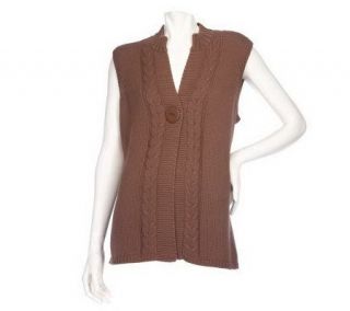 Denim & Co. One Button Multistitch Sweater Vest —