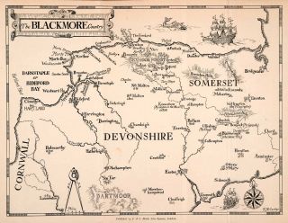 1906 Lithograph Devonshire Somerset Cornwall England Blackmore