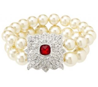 Kenneth Jay Lanes Flame Simulated Pearl Stretch Bracelet —