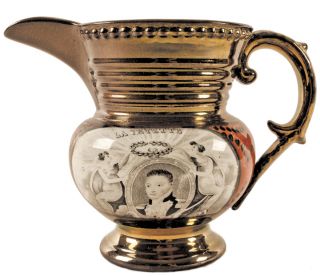 1824 Copper Lusterware Pitcher Cornwallis